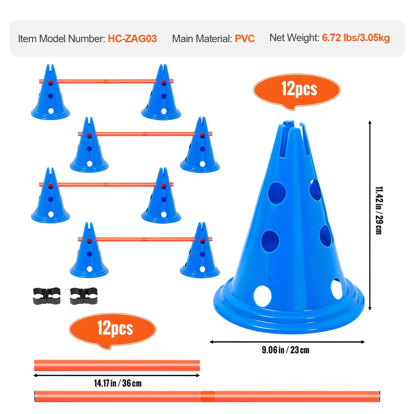 SucceBuy Dog Agility Hurdle Cone Set Agility Training Equipment with Height Adjustable Crossbar Dog Obstacle Course Jump Starter